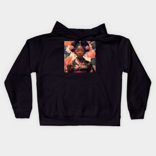 Blasian girl in Kimono Kids Hoodie